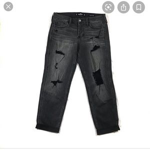 Hollister Black Distressed Boyfriend Jeans